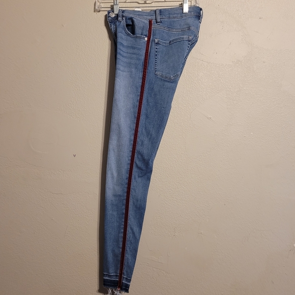 Garage Medium Wash High Rise Jeans-Red Stripe - Picture 13 of 16